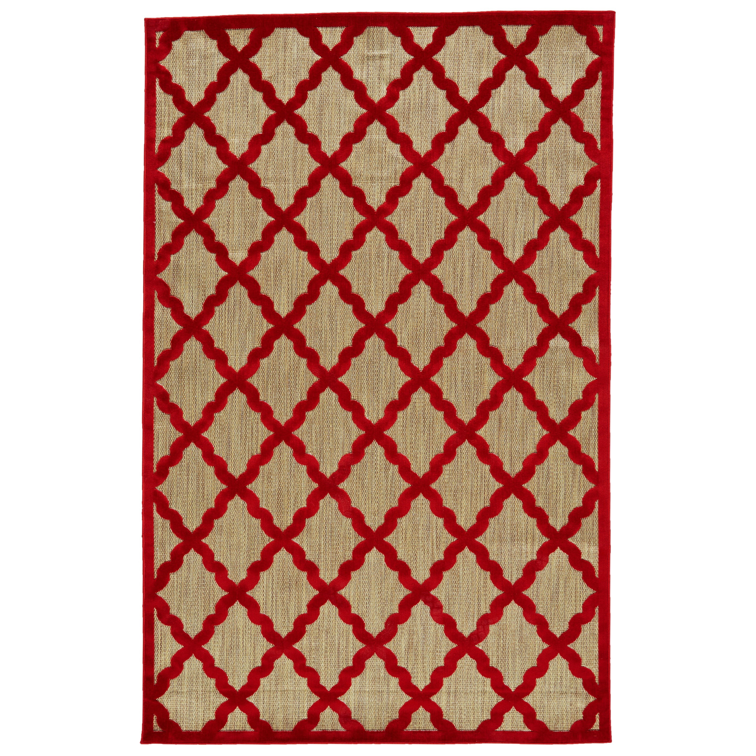 Tan/Red 5' X 7'-6" Area Rug